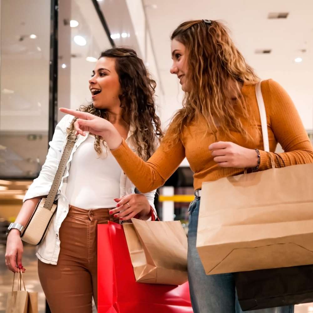 Residents shopping at a shoping mall near The Griff in Charlotte, North Carolina