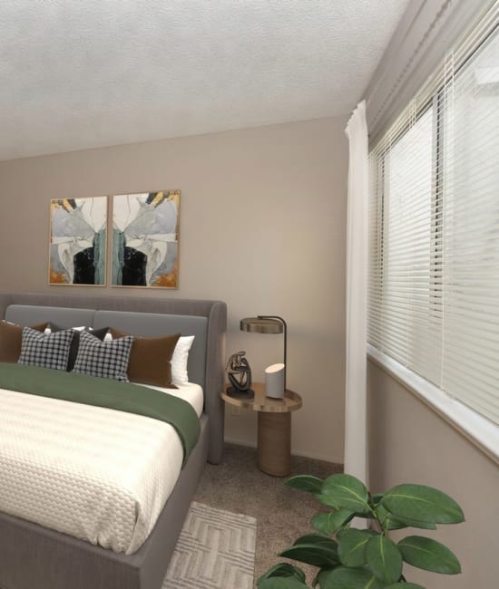 Well-lit bedroom at San Juan Hills in Fair Oaks, California