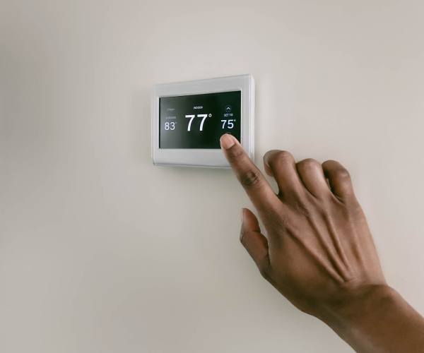 Smart thermostat mounted on wall at Best American Storage in Panama City, Florida