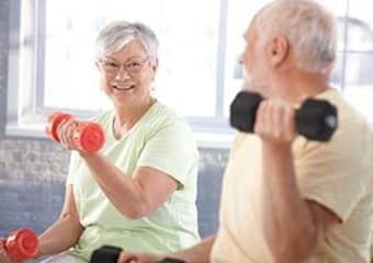 Residents exercising at Discovery Village At Dominion in San Antonio, Texas
