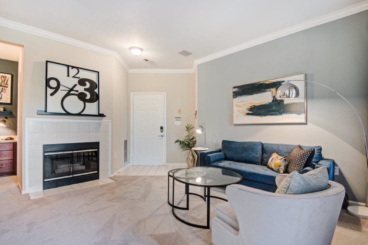 Living room at Village at Potomac Falls Apartment Homes in Sterling, Virginia 