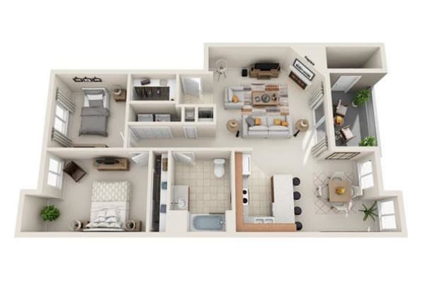 View 1 Bedroom Floor Plans at Aravia Apartments | Apartments in Tacoma, Washington