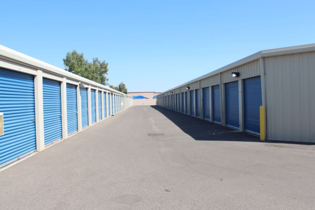 blue doors outside at Tolleson Self Storage in Tolleson, Arizona