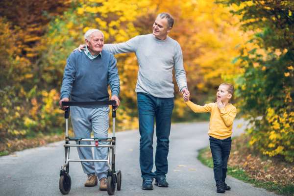 Family on a walk at Clearwater Newport Beach in Newport Beach, California