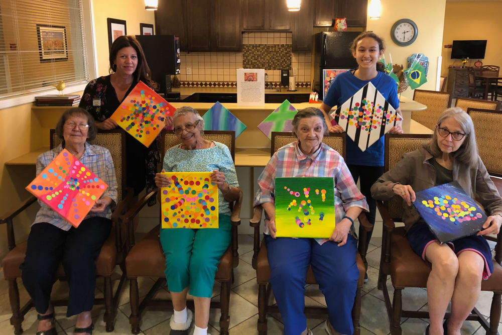 Residents painting at The Oaks, A Merrill Gardens Community in Gilbert, Arizona.