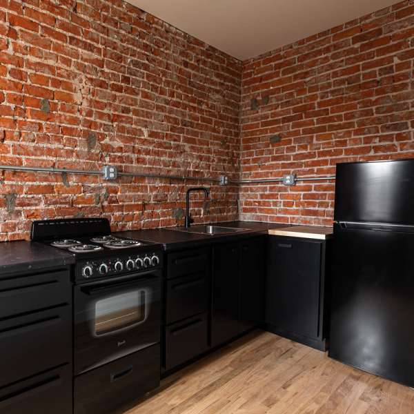 Kitchen at Detroit Living in Detroit, Michigan