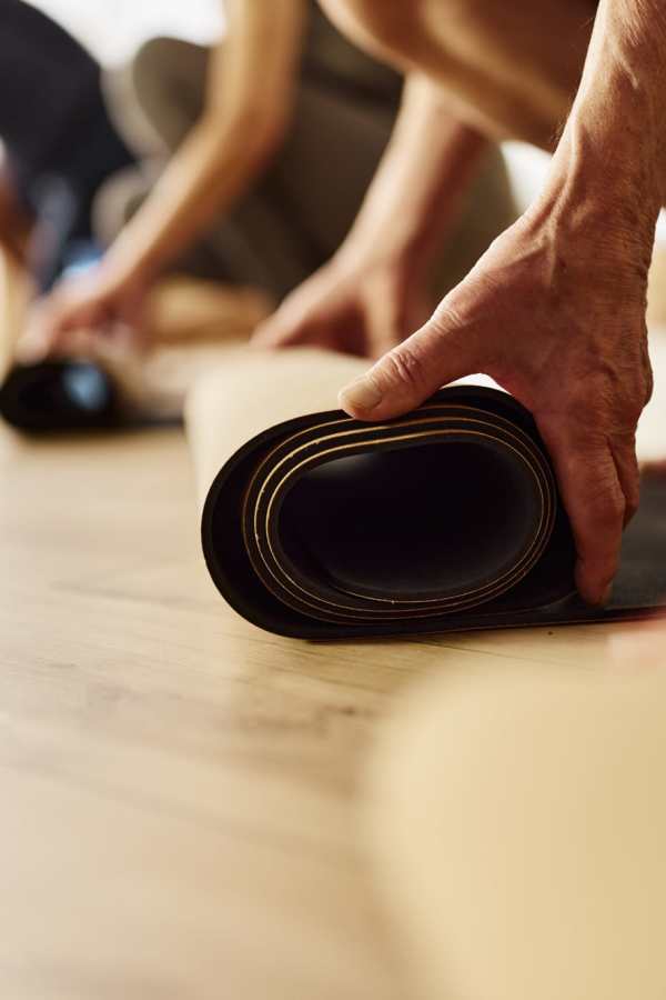 Residents unrolling yoga mats at Merrill Gardens at West Chester in West Chester, Pennsylvania