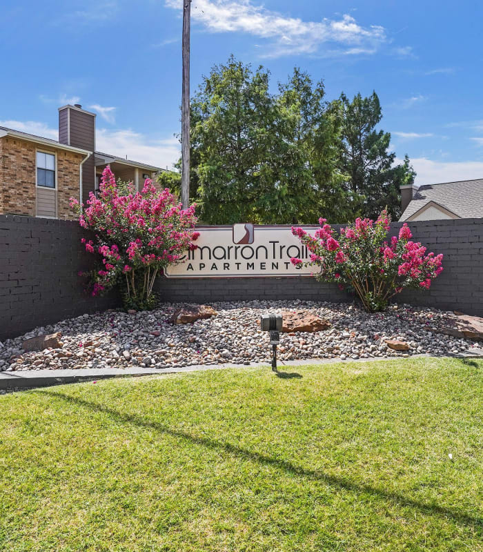 the Front entrance to Cimarron Trails Apartments in Norman, Oklahoma