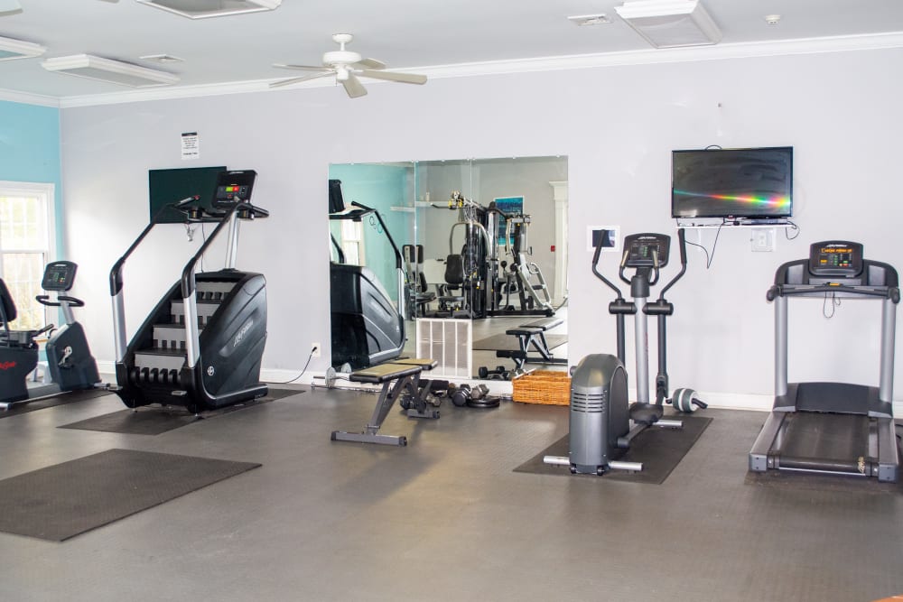 exercise room at Village Square Apartments in Mount Holly, New Jersey