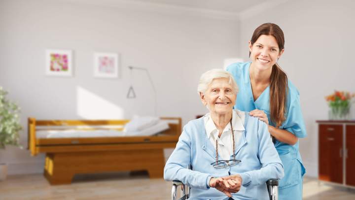 Resident receiving compassionate care from staff at The Landing at Woodland Lakes in Conroe, TX, during a peaceful respite care stay.