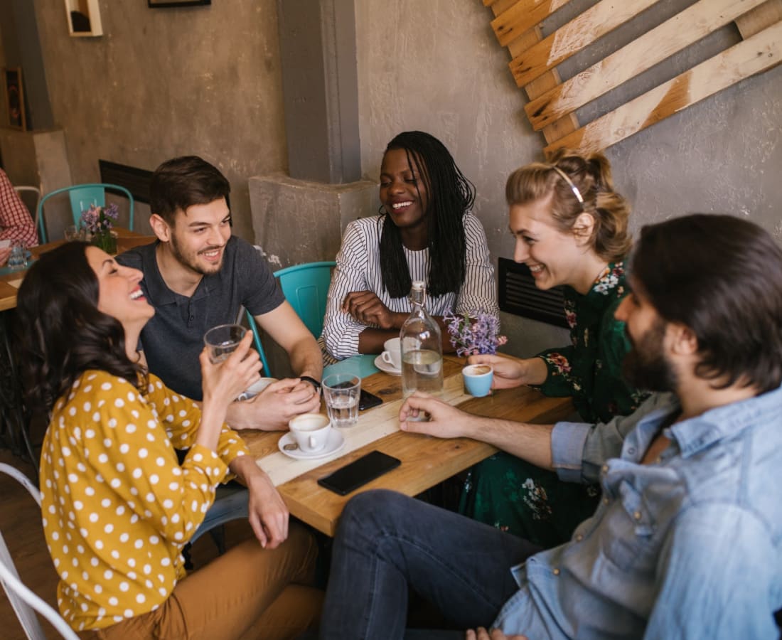 Residents grabbing a drink near Parkside Towns in Richardson, Texas