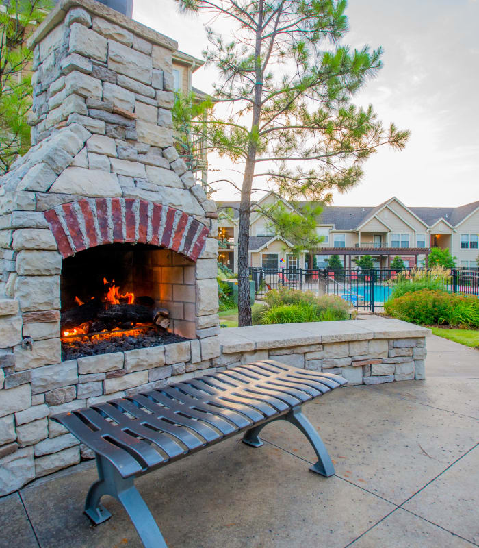 Outdoor fireplace at Nickel Creek Apartments in Tulsa, Oklahoma