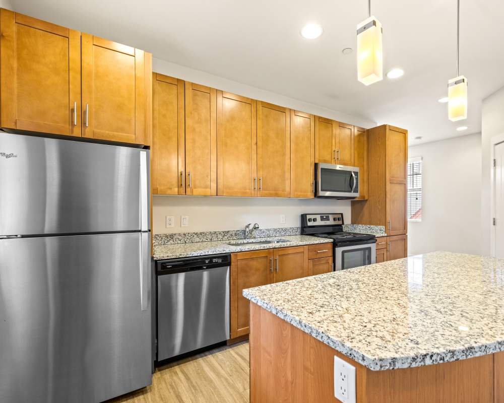 Luxurious features in an open-concept kitchen area at Mountain Trail in Flagstaff, Arizona