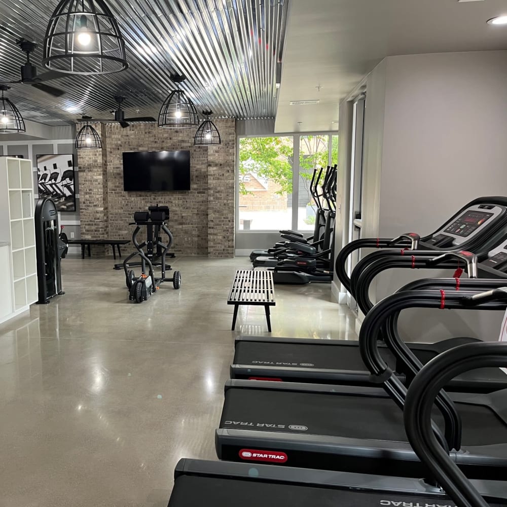 Fitness Center with running machines at Edge 35 in Indianapolis, Indiana  