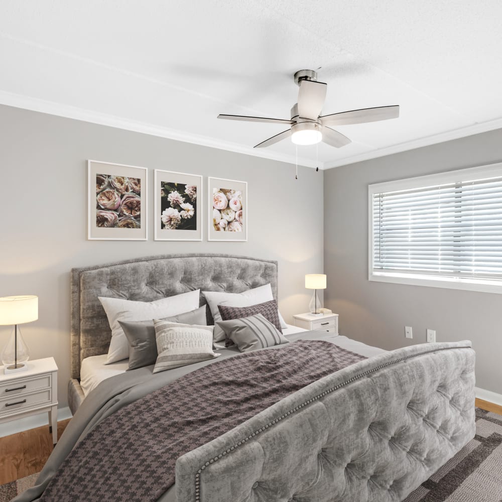 A render of a fully-furnished bedroom in a home at The Lyle in Fort Walton Beach, Florida