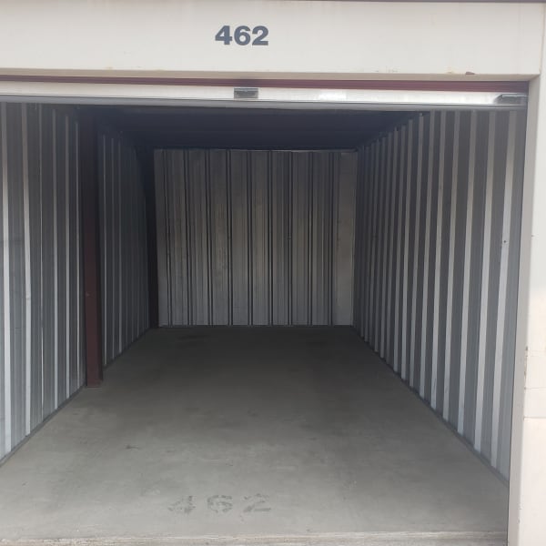 An open storage unit with at StorQuest Self Storage in Centennial, Colorado