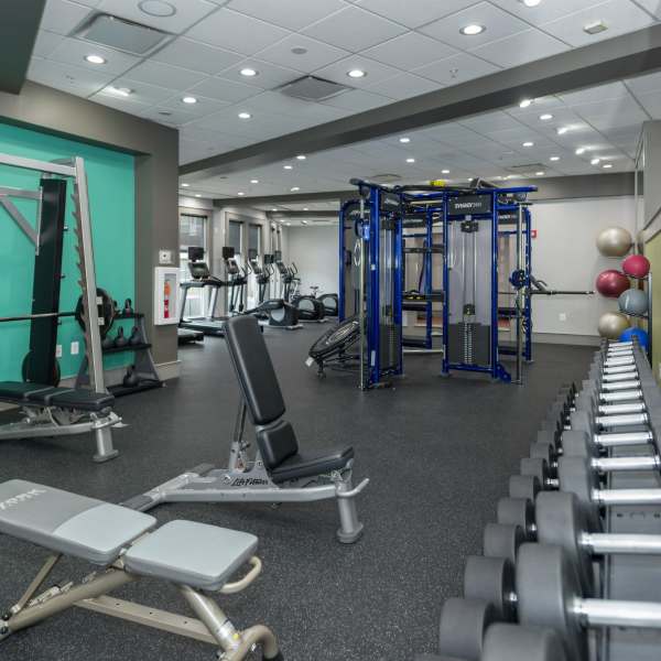 Well equipped fitness center at The Encore, Alexandria, Virginia