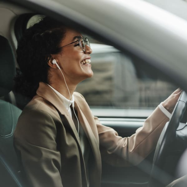 A woman driving to Key Storage in San Antonio, Texas,