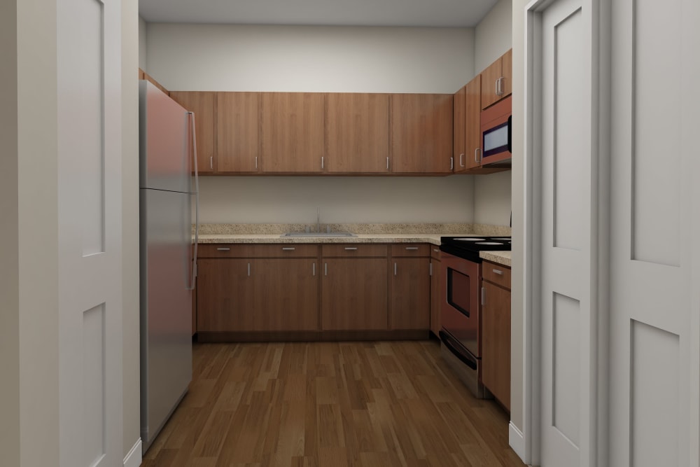 Architectural rendering of kitchen at Harmony at Bellevue in Nashville, Tennessee
