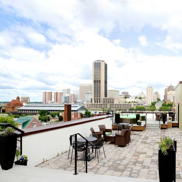 Roof top patio with views at Cedar Broad, Richmond, Virginia