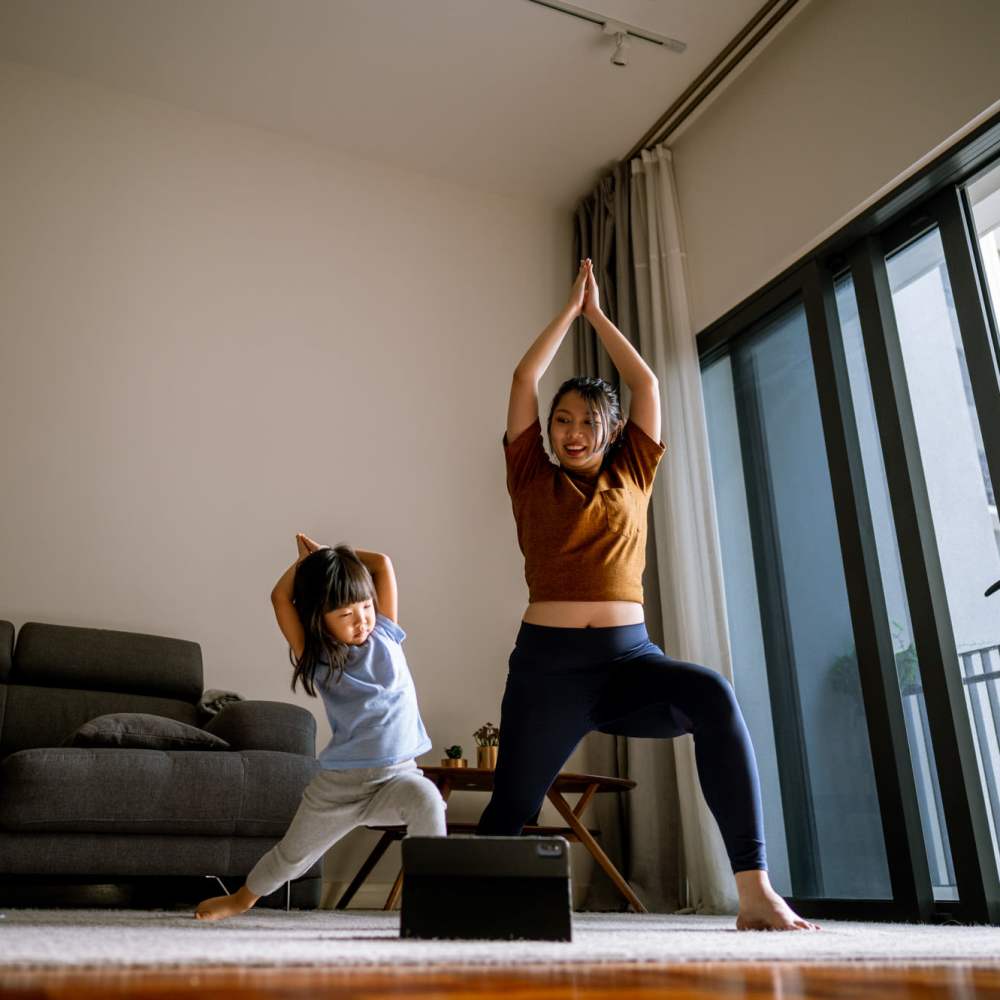 Doing yoga at Paradise Plaza Apartments in Topeka, Kansas