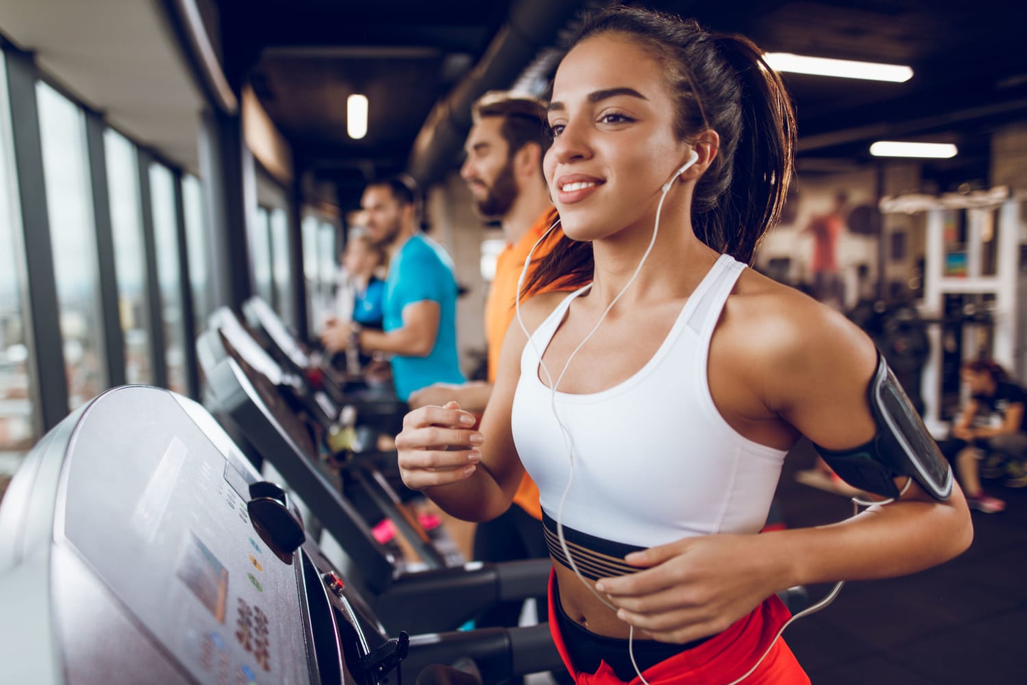 Woman working out in the resident fitness center at Reserve at South Creek in Englewood, Colorado