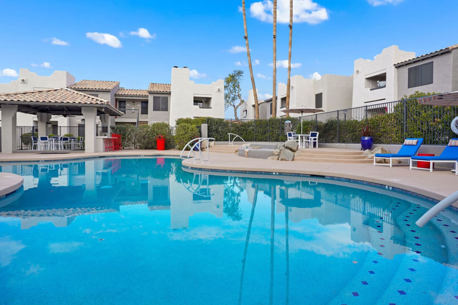Sparkling swimming pool at Cabrillo Apartments in Scottsdale, Arizona