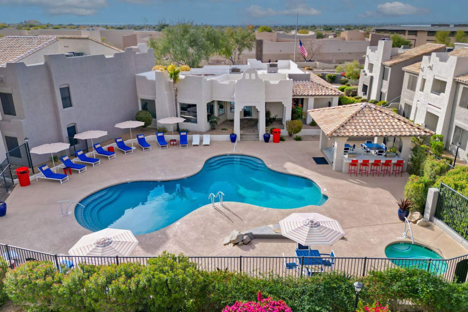 Community swimming pool at Cabrillo Apartments in Scottsdale, Arizona