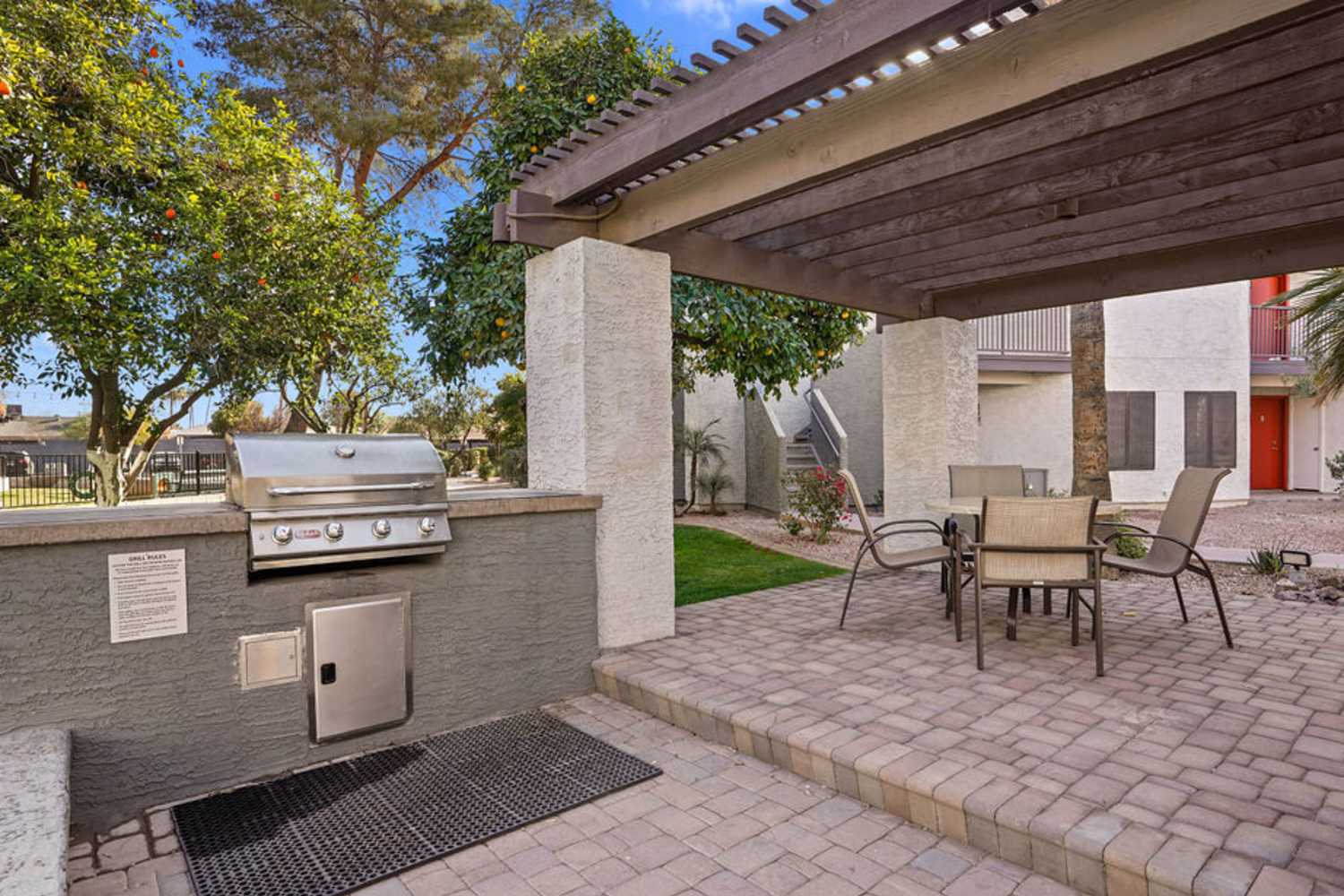 Outdoor grilling station at Waterford Place Apartments in Mesa, Arizona
