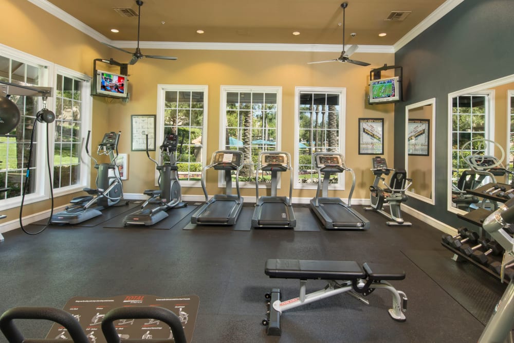 Spacious fitness center at Esplanade Apartment Homes in Riverside, California