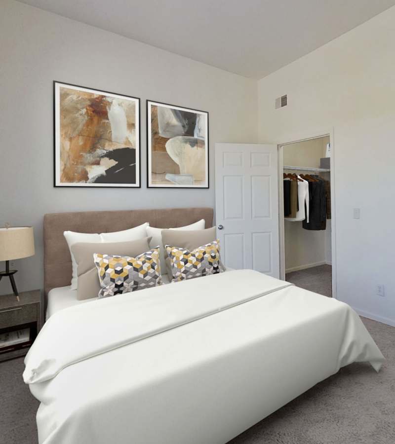 Bedroom area at Townsend On The Park Apartments in Grand Ledge, Michigan 
