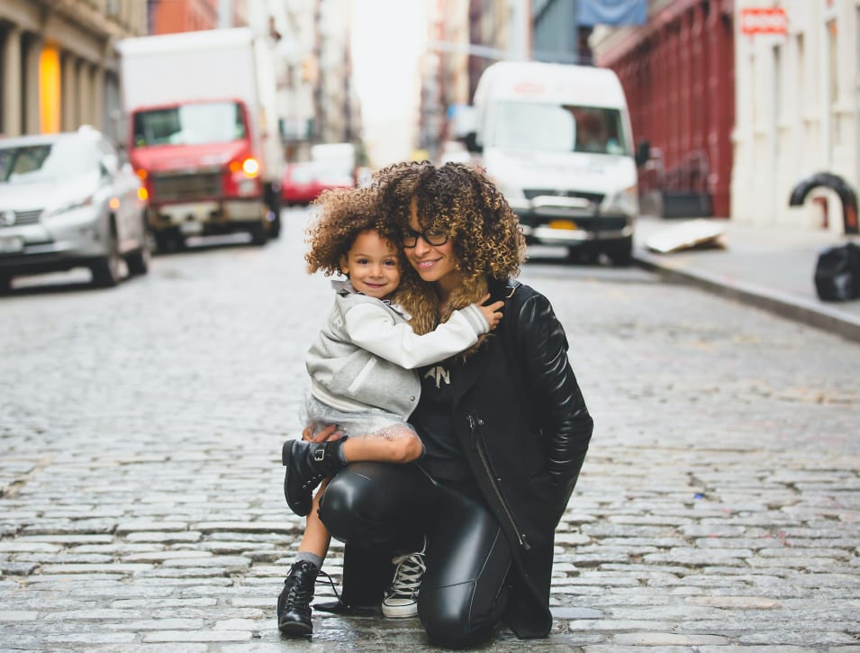 Resident rand her child in the city near The Sierra Chelsea in New York, New York