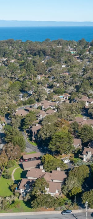 Aerial view at Seventeen Mile Drive Village Apartment Homes in Pacific Grove, California
