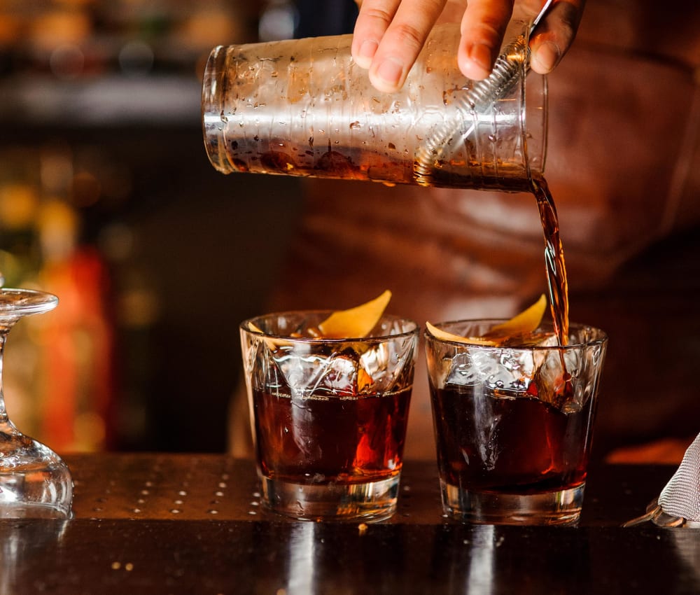 Pouring a tasty looking cocktail near Alley South Lake Union in Seattle, Washington