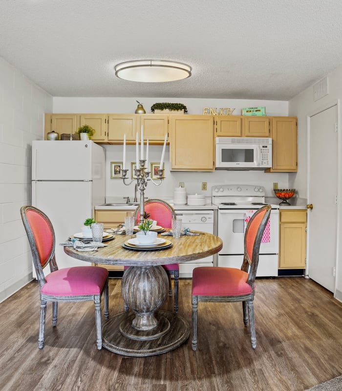 Dining area at The Phoenix Apartments in El Paso, Texas