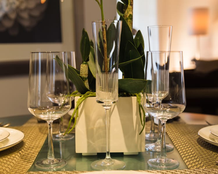 Beautiful dining table set at King David Apartments