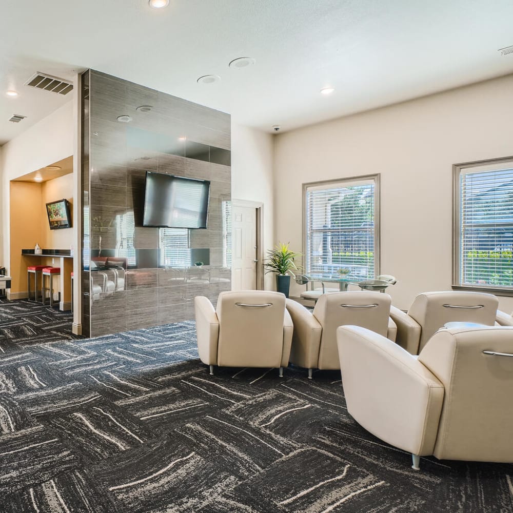Business center at Grand Villas Apartments in Katy, Texas