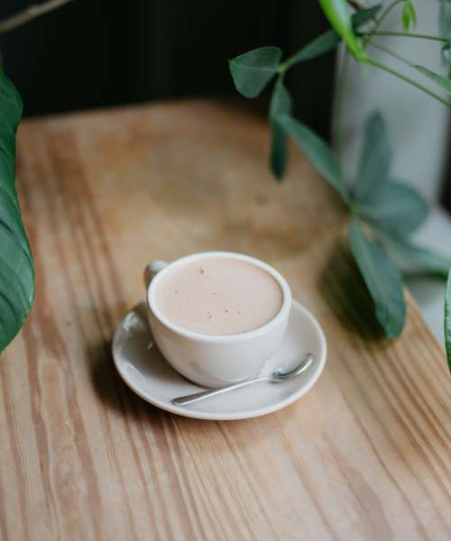 Cup of coffee on a table near Josephs Crossing in Summersville, West Virginia