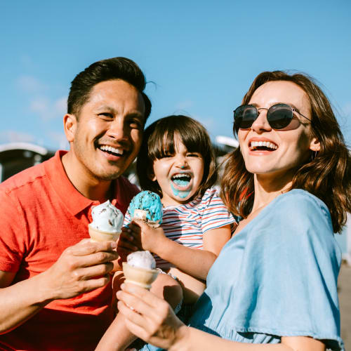 A family eating ice cream near Challenger Estates in Patuxent River, Maryland