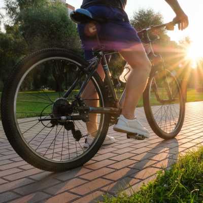 Resident cycling near Campbell Run Apartments in Woodinville, Washington