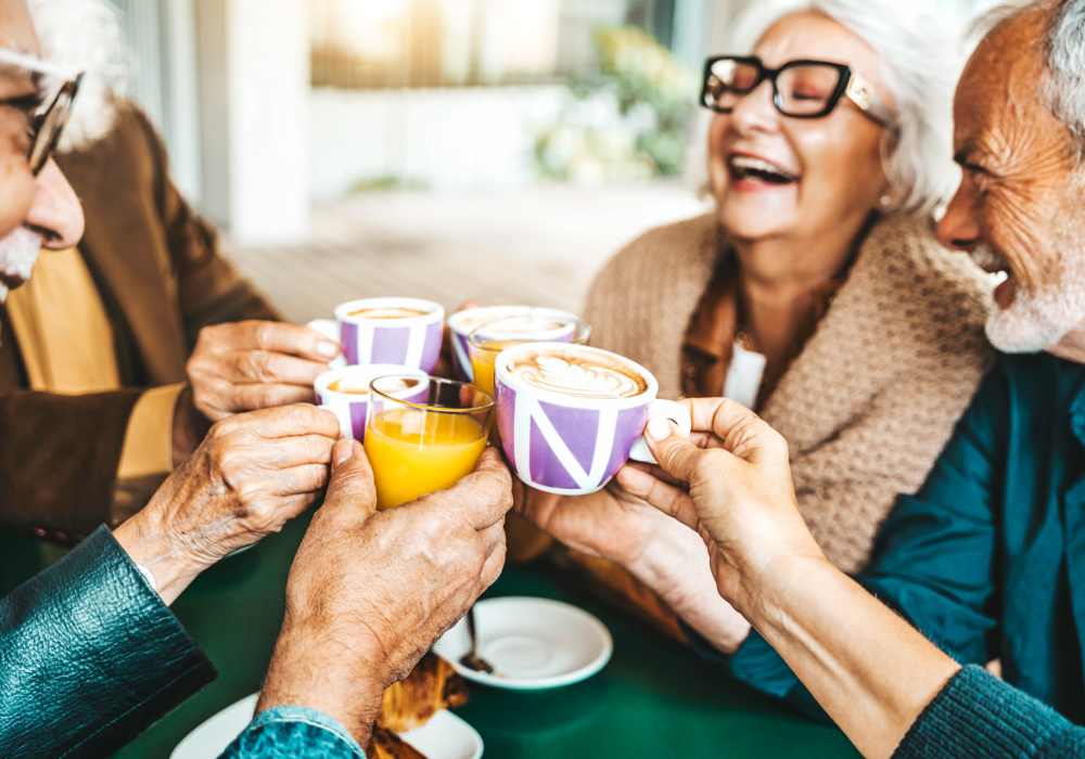 Residents enjoying drinks at La Vina Apartments in Livermore, California,