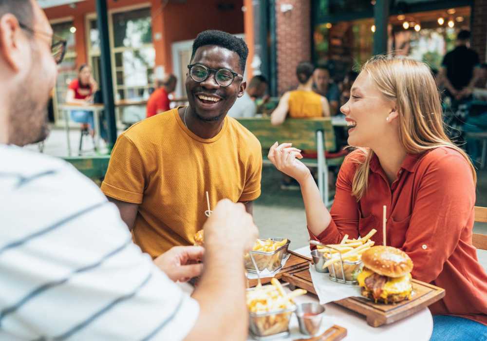 Friends having food near Reserve at Northshore in Lynn Haven, Florida