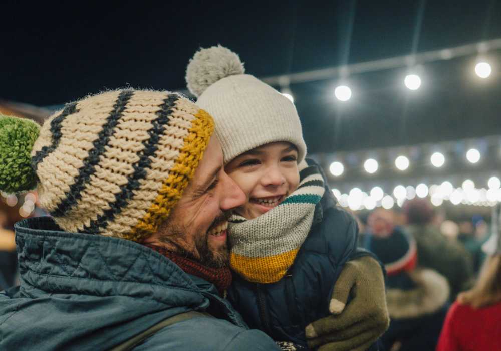 Resident with his son in exhibition near Foundry on Fifth in Renton, Washington