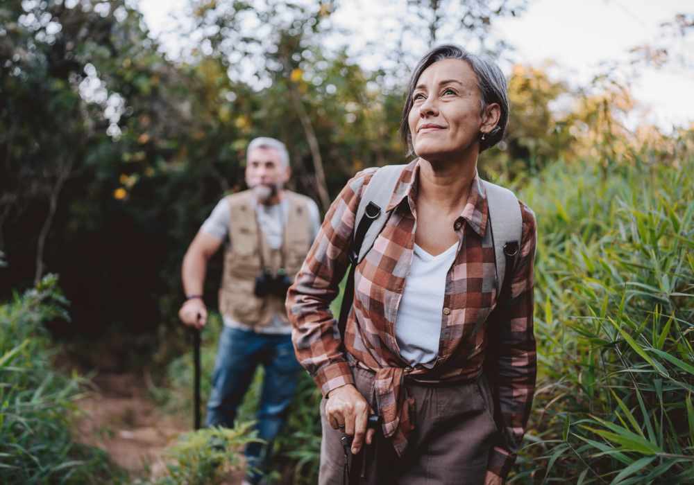 Crystal Commons Townhomes residents on a hike in the woods near Gates, New York