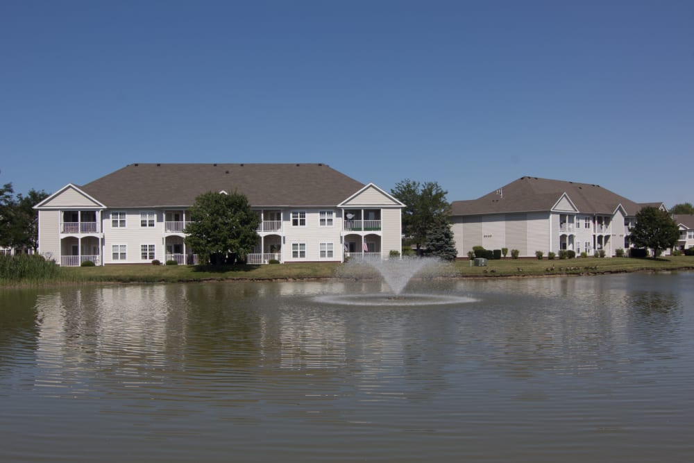 View of Lake Pointe Apartment Homes across the pond in Portage, Indiana