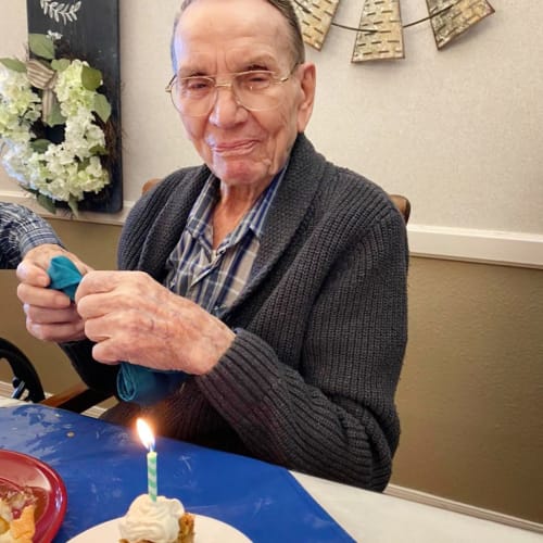 Happy birthday resident at Homestead House in Beatrice, Nebraska