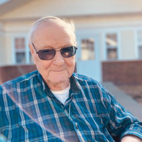 A resident outside at Homestead House in Beatrice, Nebraska