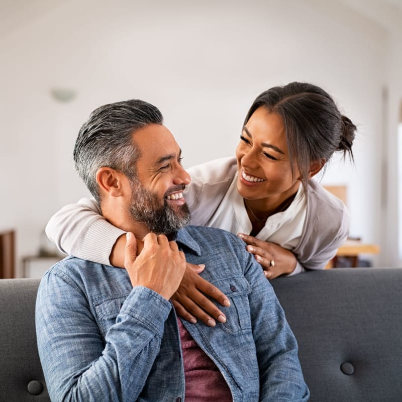 Happy couple in their home at Capistrano Park in Modesto, California