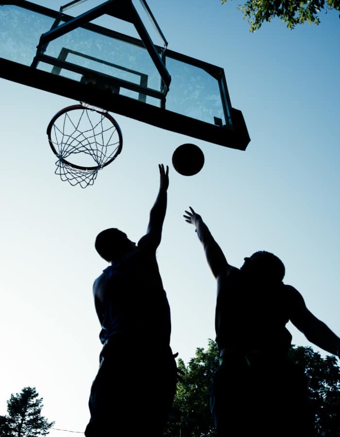 Traverse Commons residents playing basketball at Indiana, Pennsylvania