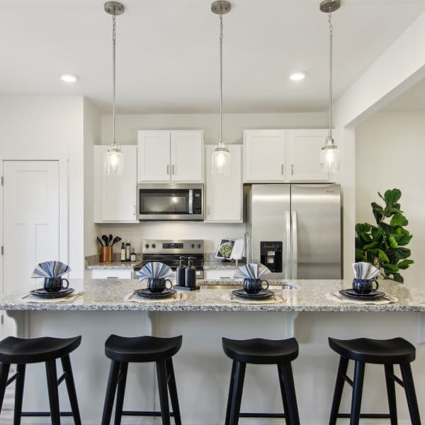 Furnished kitchen in a model home at Artisan Living Mills River in Mills River, North Carolina